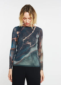 AMB Double Sheer Printed Tops