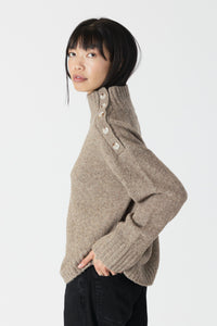 Lyla & Luxe Driftwood MockNeck Sweater W/buttons