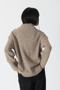 Lyla & Luxe Driftwood MockNeck Sweater W/buttons