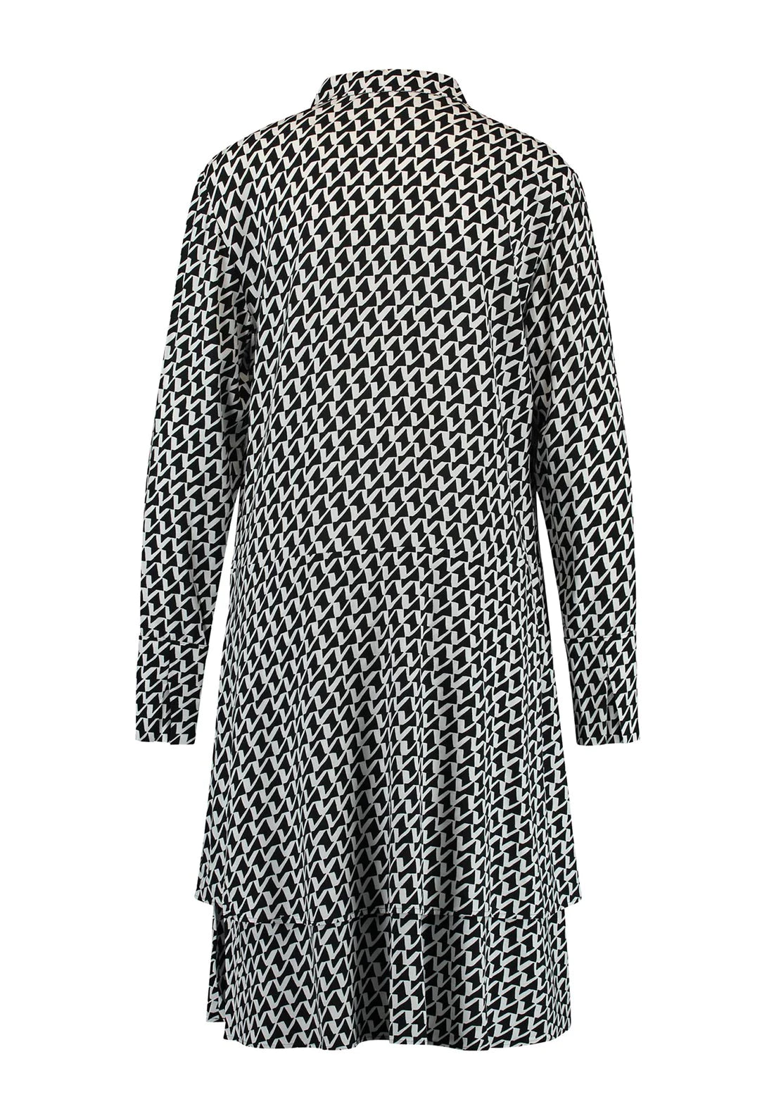 Gerry Weber Tiered Knee Length Shirt Dress, Black & White