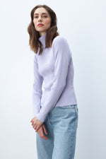 Load image into Gallery viewer, Line Turtleneck Sweater Hadley Periwinkle Powder
