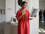 Load image into Gallery viewer, Linen Dress V-Neck One Size
