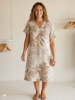 Load image into Gallery viewer, Linen Dress in a Beige Print or Blue Print

