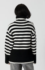 Load image into Gallery viewer, Lyle &amp; Luxe Black/white Stripe sweater Bronwyn
