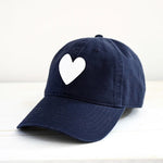 Load image into Gallery viewer, Kerri Rosenthal Baseball Hat Heart Patch Indigo/White
