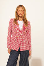 Load image into Gallery viewer, John &amp; Jenn Blazer Laurent Cherry Houndstooth
