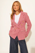 Load image into Gallery viewer, John &amp; Jenn Blazer Laurent Cherry Houndstooth
