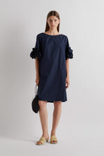 Load image into Gallery viewer, Meimej Dress with ruffle sleeve in midnight blue
