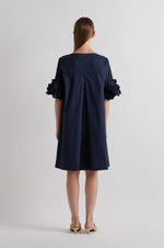Load image into Gallery viewer, Meimej Dress with ruffle sleeve in midnight blue
