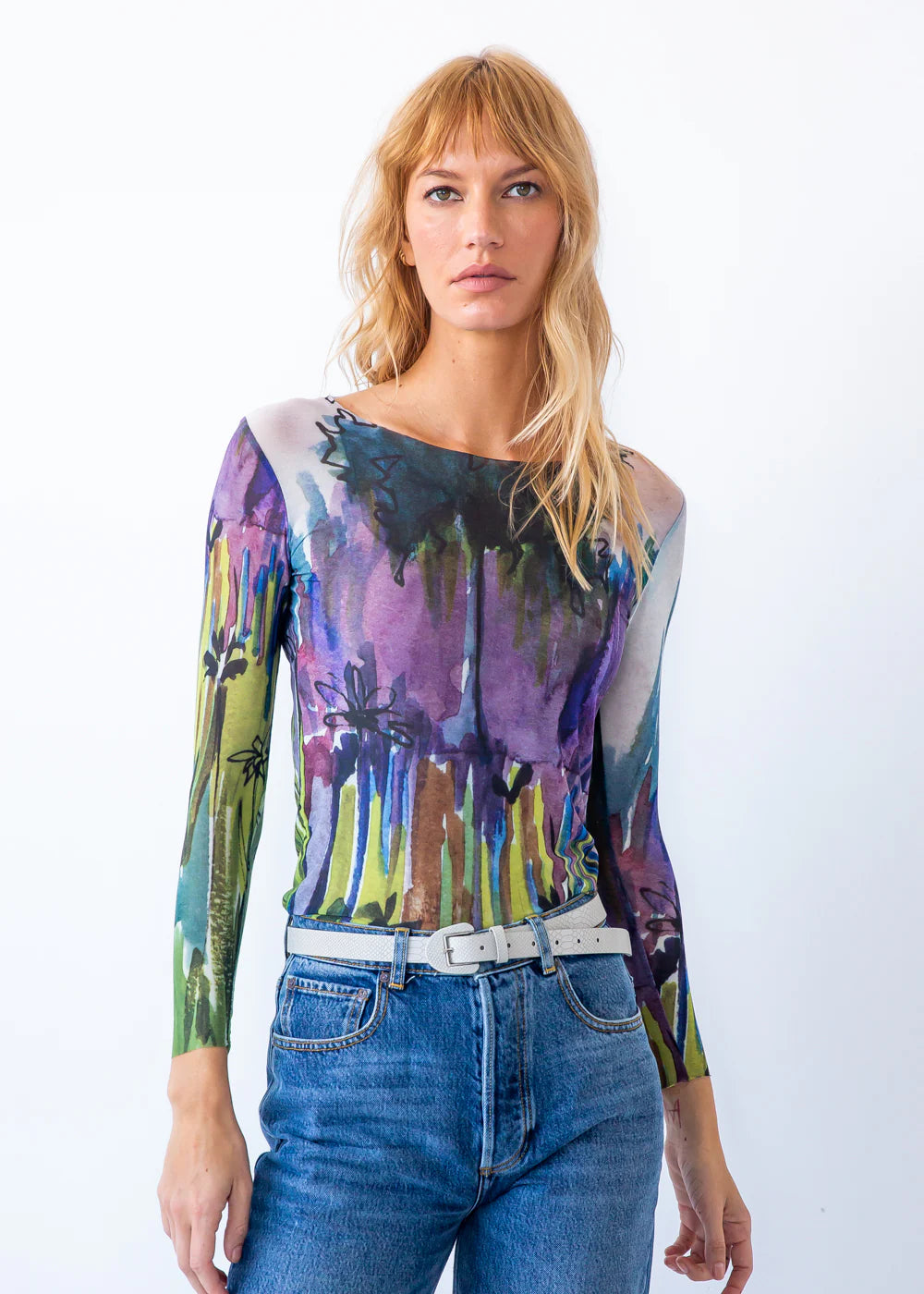 AMB Double Sheer Printed Tops