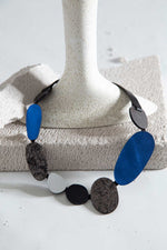 Load image into Gallery viewer, Iskin Sisters ORGANIC REFLECTIONS ROUND NECKLACE - SILVER+BLACK+PEWTER+BLUE
