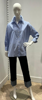 Load image into Gallery viewer, Max Volmary Blue Pinstripe oversize Blouse
