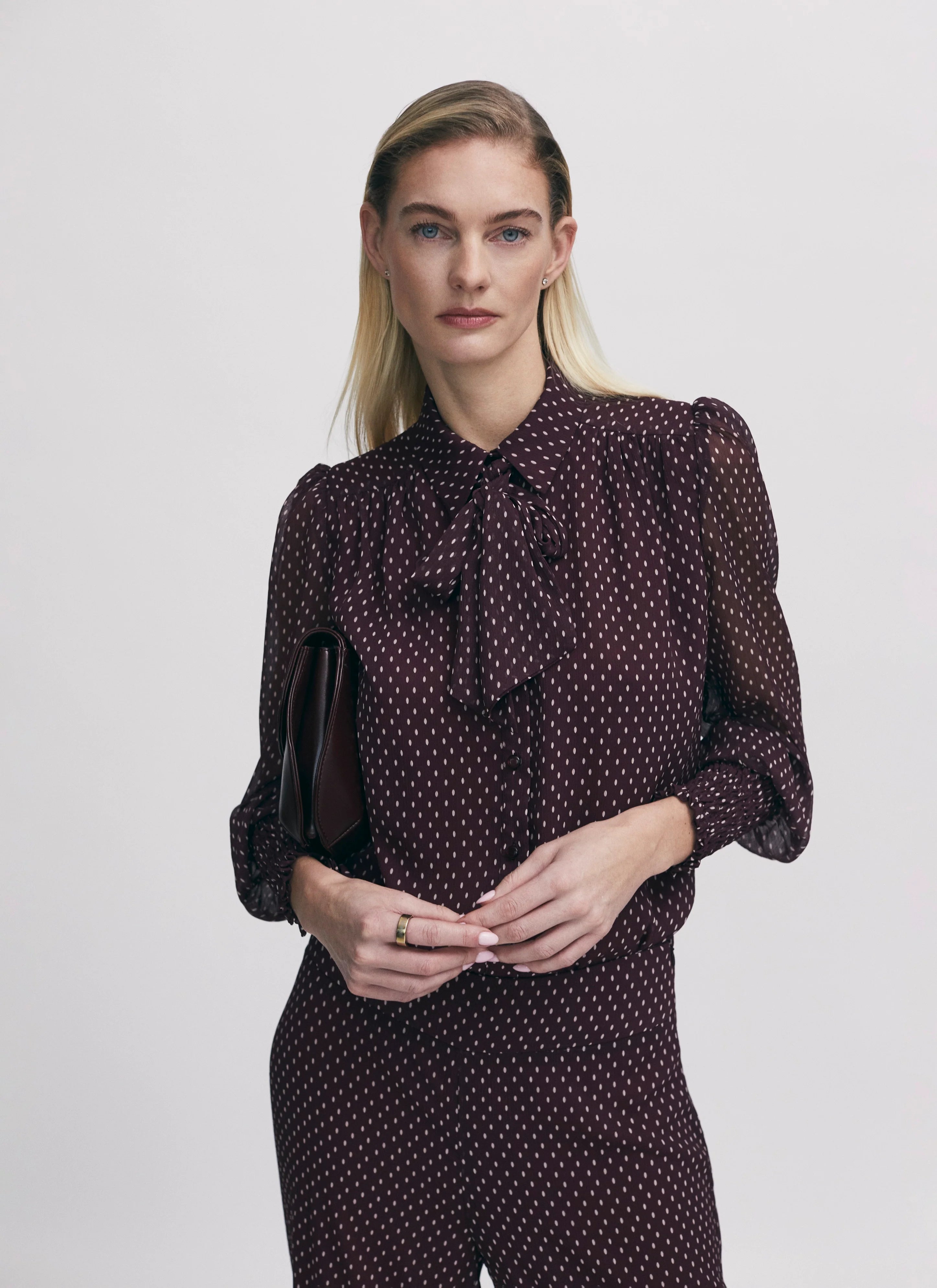 Iris Setlakwe Printed Blouse with cuff Shirring