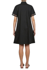 Load image into Gallery viewer, Purotatto Short kimono-style dress with organza details, black
