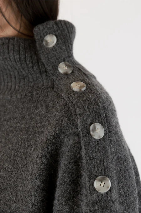 Lyle & Luxe Grey Sweater with Button detail