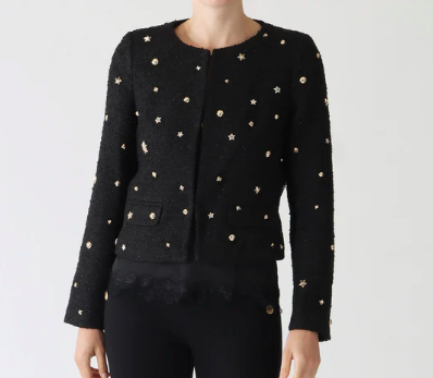 Weill Mikado Black Jewelled Tweed Jacket