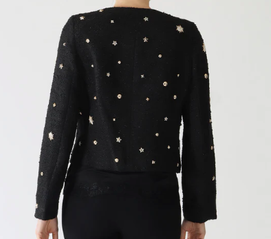 Weill Mikado Black Jewelled Tweed Jacket