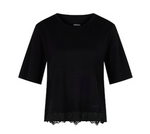 Load image into Gallery viewer, Marc Cain Black t-shirt with Lace Trim
