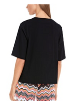 Load image into Gallery viewer, Marc Cain Black t-shirt with Lace Trim
