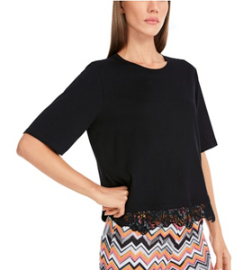 Marc Cain Black t-shirt with Lace Trim