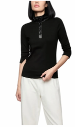 Load image into Gallery viewer, Marc Cain Black Long Sleeve Collar Shirt
