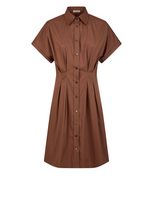Load image into Gallery viewer, Purottatto Short Pleated Dress in Brown

