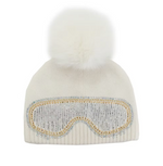 Load image into Gallery viewer, Mitchie's KNIT BEANIE WITH NEW SKI GOGGLES &amp; FOX FUR POMPOM
