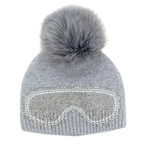 Load image into Gallery viewer, Mitchie's KNIT BEANIE WITH NEW SKI GOGGLES &amp; FOX FUR POMPOM
