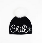 Load image into Gallery viewer, Mitchie's  "CHILL" EMBROIDERED BEANIE WITH RHINESTONE SNOWFLAKE &amp; FOX POM
