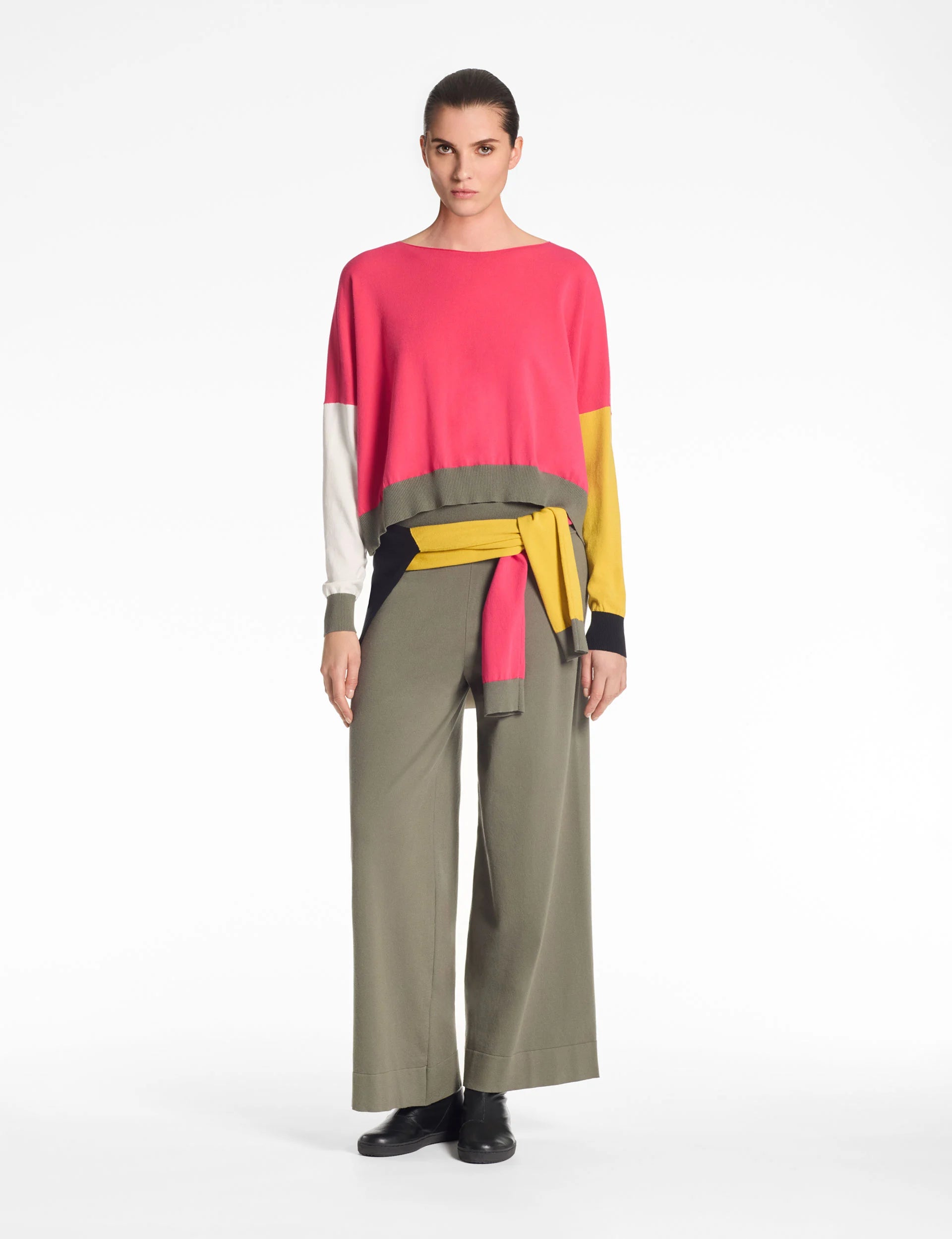 Sarah Pacini Colour Block Sweater Pink