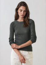 Load image into Gallery viewer, Patrick Assaraf LONG SLEEVE COTTON MODAL VINTAGE RIB CREW
