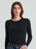 Load image into Gallery viewer, Patrick Assaraf LONG SLEEVE COTTON MODAL VINTAGE RIB CREW
