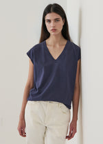 Load image into Gallery viewer, Patrick Assarraf V-Neck Top in Indigo Blue
