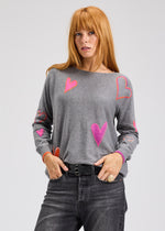 Load image into Gallery viewer, Zaket &amp; Plover Grey Sweater with Hearts
