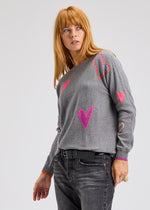 Load image into Gallery viewer, Zaket &amp; Plover Grey Sweater with Hearts
