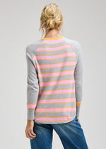 Load image into Gallery viewer, Zaket &amp; Plover Grey Cotton Sweater with Pink Flowers
