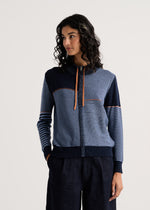 Load image into Gallery viewer, Zaket &amp; Plover Zippered Cardigan in Denim Colour

