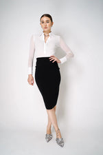 Load image into Gallery viewer, D. EXTERIOR KNIT LONG PENCIL SKIRT IN BLACK
