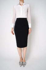 Load image into Gallery viewer, D. EXTERIOR KNIT LONG PENCIL SKIRT IN BLACK
