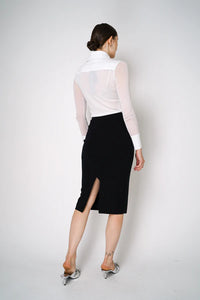 D. EXTERIOR KNIT LONG PENCIL SKIRT IN BLACK