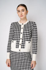 Load image into Gallery viewer, D. EXTERIOR BUTTON KNIT CARDIGAN IN CLASSIC HOUNDSTOOTH PRINT
