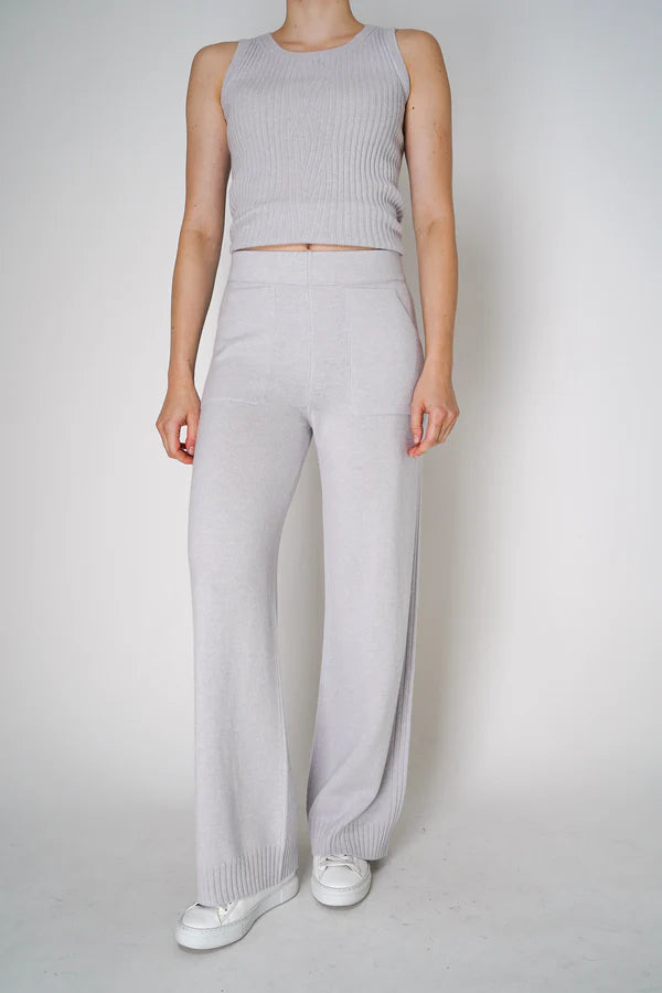 TONET CASHMERE BLEND KNIT PULL-ON PANTS IN LIGHT GREY