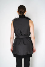 Load image into Gallery viewer, TONET LONG SHEARLING VEST WITH PADDED BACK IN BLACK
