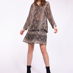 Load image into Gallery viewer, Pistache Georgette Printed Blouse Dress-Natural Python
