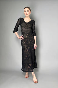 D.Exterior Dtretch Lace Long Dress in Black