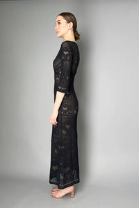 D.Exterior Dtretch Lace Long Dress in Black
