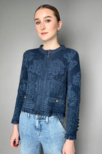Load image into Gallery viewer, D. Exterior  Knit Jacket  With Fringes In Denim  Blue
