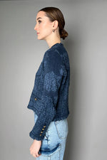 Load image into Gallery viewer, D. Exterior  Knit Jacket  With Fringes In Denim  Blue

