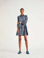 Load image into Gallery viewer, LUISA CERANO DENIM DRESS WITH EMBROIDERED PATTERN
