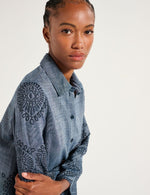 Load image into Gallery viewer, LUISA CERANO DENIM DRESS WITH EMBROIDERED PATTERN
